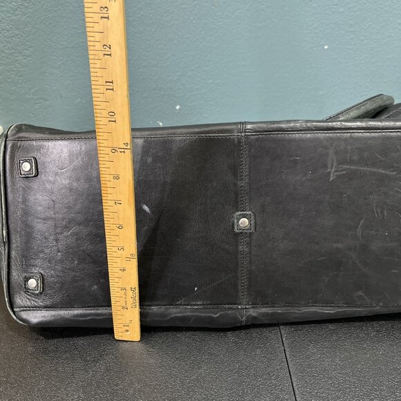 Cole Haan Black Leather Weekender Bag Duffle Bag Travel Luggage Carry On Gym 21" - Picture 9 of 11